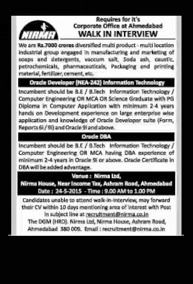 Nirma Recruitment 2015