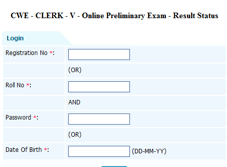 Result - IBPS CWE Clerk - V Preliminary Exam